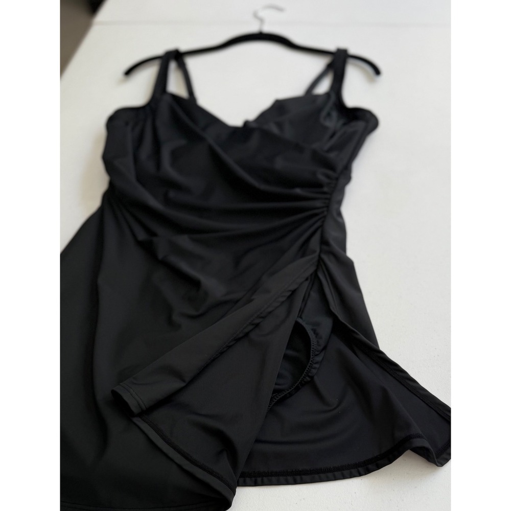 Miraclesuit Womens Black Marais One Piece Swimdress Ruched Swimsuit Size 14 - Picture 4 of 13